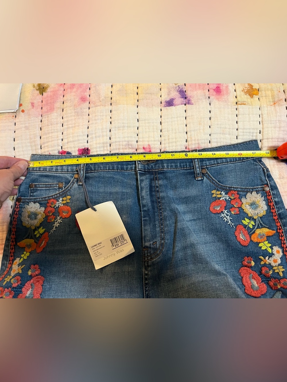 NWT Johnny Was Indigo Embroidered Denim Skirt Size 32 MSRP $220 - Picture 14 of 14